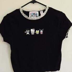 Forever 21 X Hello Kitty and Friends Black Croptop Sz Med